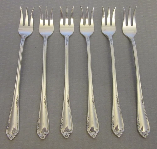Reed Barton Sterling Silver DANCING FLOWERS Seafood Cocktail Fork Set 6 114g