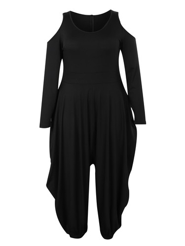 Women Ladies Long Sleeve Harem Draped Jumpsuit Playsuit Baggy Lagenlook Romper - Picture 6 of 13