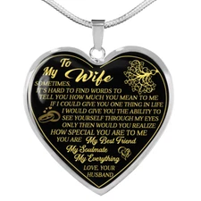 To My Wife Necklace Heart Pendant Sweet Gift From Husband Valentine Anniversary