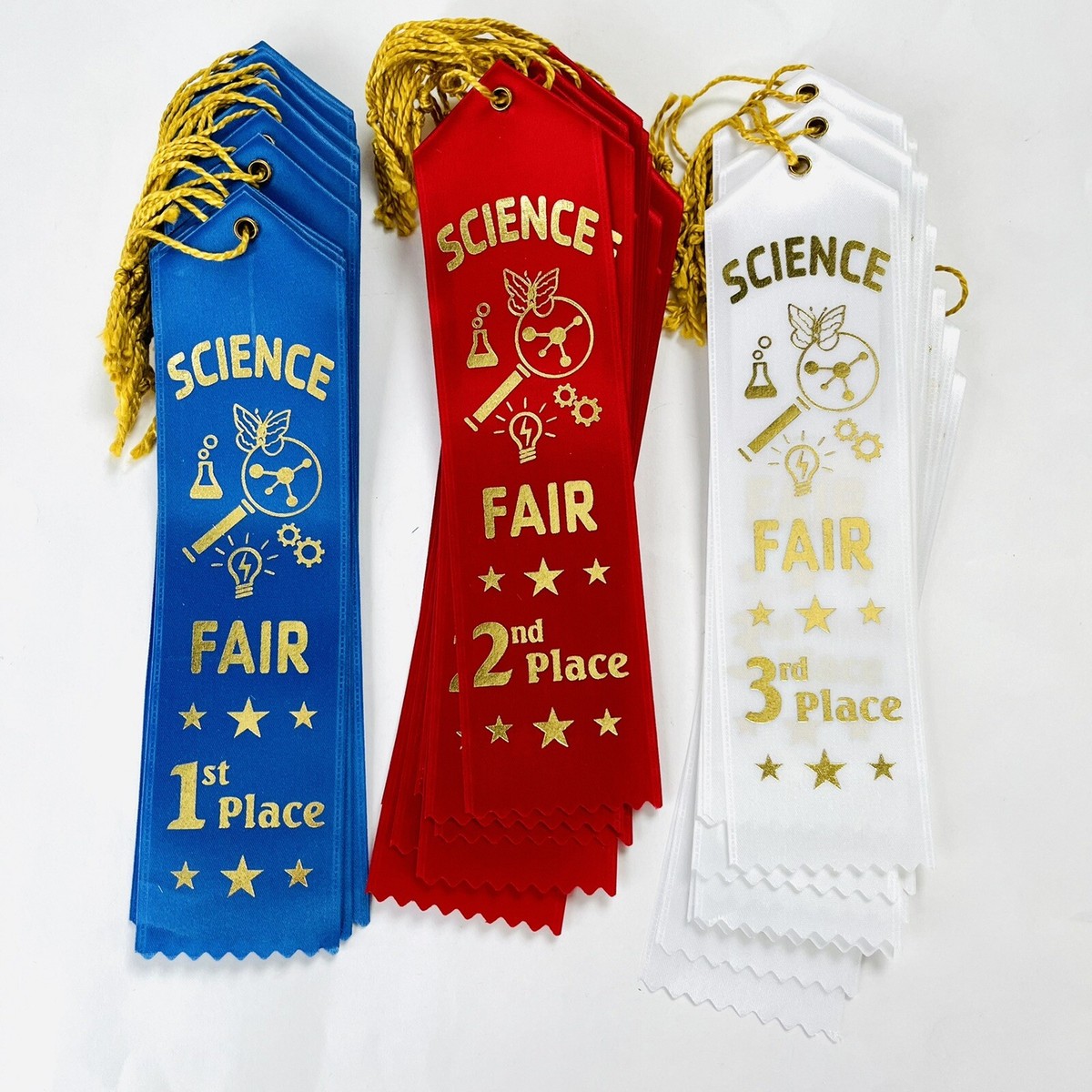 Science Fair Ribbons, 1st, 2nd, 3rd Place Ribbon x 45, 15 of Each 