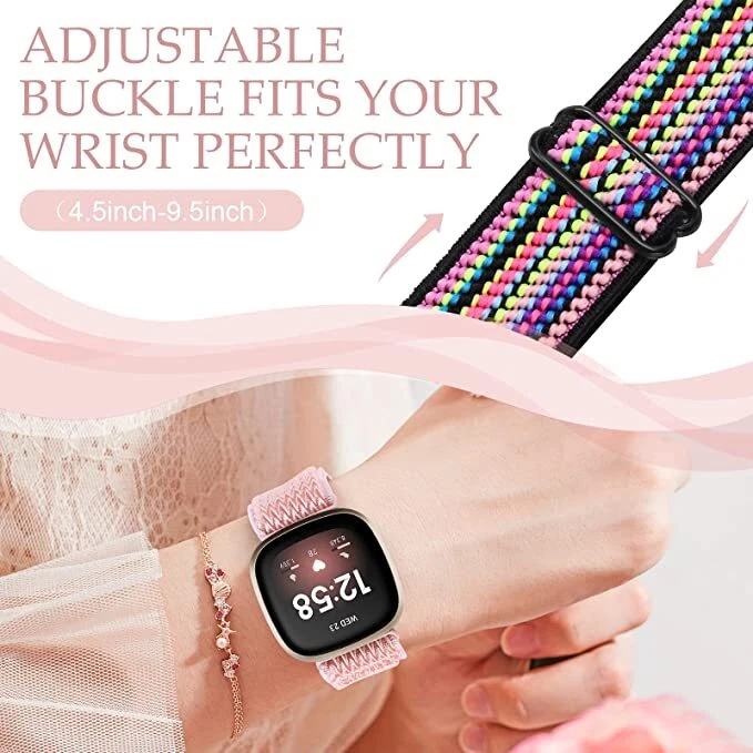 For Fitbit Versa/2/3/4/Lite Elastic Stretchy Loop Watch Band Nylon Strap Wrist - Image 3 of 4