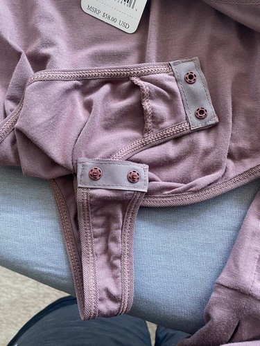 Free People Intimate Body Oberteil M Mauve Langarm Daumenlöcher Tanga Neu mit Etikett - Bild 6 von 6