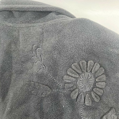 Susan Graver Style Womens Med Black Polar Fleece t Jacket with floral design NWT - Picture 6 of 9