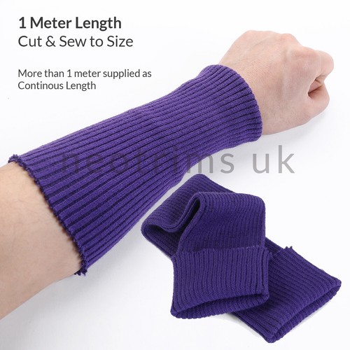 Knit Rib Cuff Stretch Ribbed Fabric Cuffing Trim Revamp Clothing Jacket 1 Pair - Picture 71 of 92