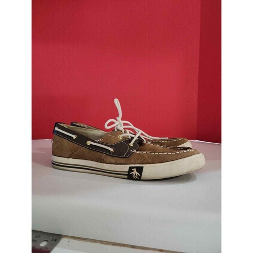 ORIGINAL PENGUIN FLY OCEAN MENS BOAT SHOE Brown Canvas Mens Size 11 - Picture 8 of 12