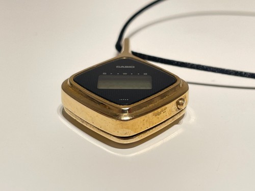 VINTAGE EARLY RARE GOLD PLATED DIGITAL LADIES WATCH PENDANT +CHAIN "CASIO" LP901 - Picture 6 of 11