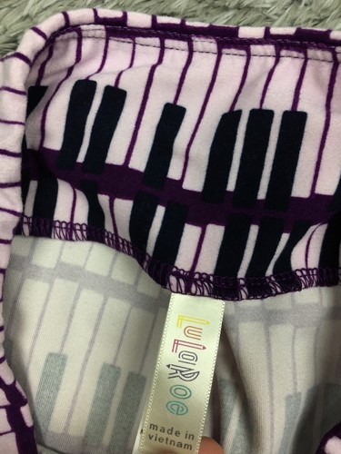 Lularoe Leggings Womens One Size Purple Piano Key Design Stretchy - Picture 4 of 12