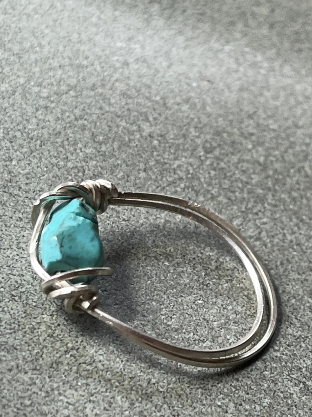 Thin Silvertone Double Wired w Wrapped Robin Egg … - image 5