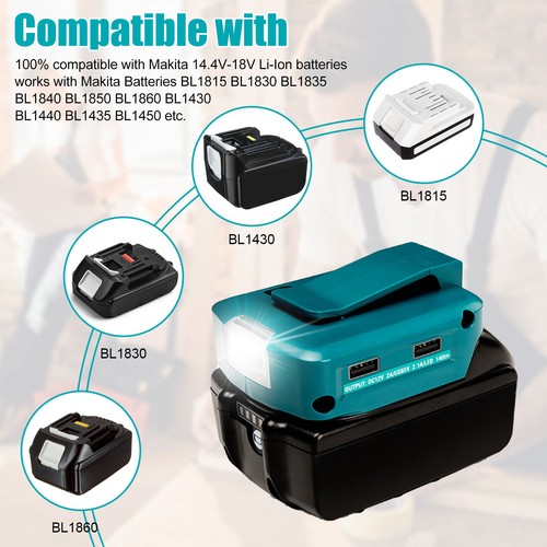 Dual USB Stromquelle Ladegerät Li-Ion Akku Adapter für Makita 14,4-18V mit LED - Bild 7 von 11