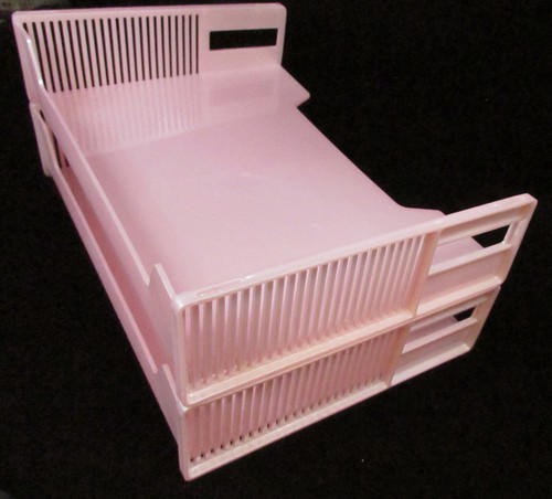 Set Of 2 Vintage Pearlescent PINK STACKABLE PAPER FILE TRAYS ©1978 eldon U.S.A. - Picture 7 of 18