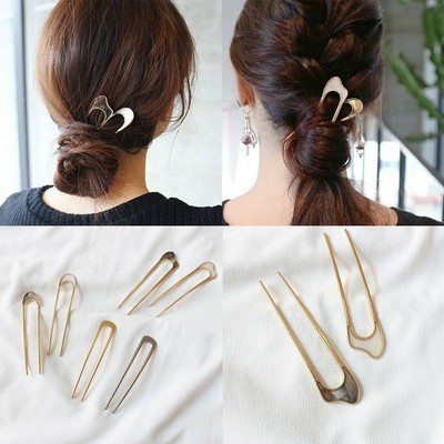 1pc Women Girls Japanese Style Metal Alloy U Shape Hair Clip