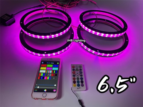 Juego de 4 PIEZAS 6.5" RGB Color LED Control Remoto Bluetooth Audio Coche Altavoz Anillos Luces - Imagen 1 de 23