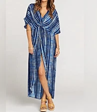 Show Me Your Mumu Get Twisted Dress Blue Multi EUC