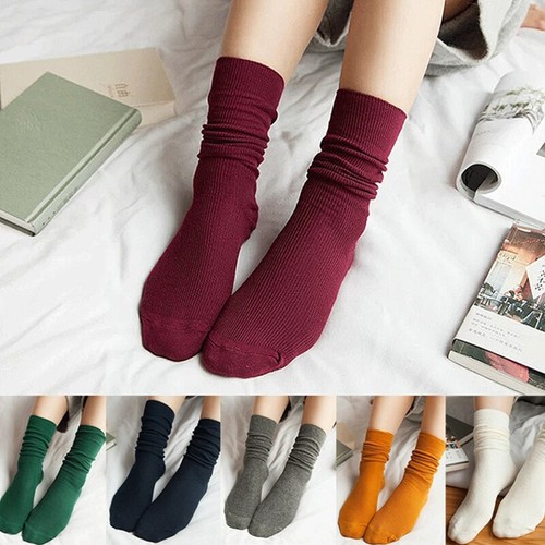 Chaussettes slouch en coton pour femmes solides mode à rayures douces chaudes chaussettes longues chaudes - Photo 1/22