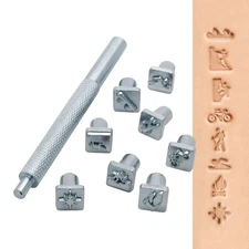 Adventure Stamp Set - 3/8 Inch Camp Swim Fire Canoe Hike Leathercraft Tools
