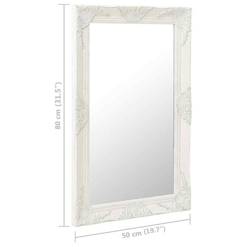Antique Style Bathroom Wall Mirror Rectangle Elegant Baroque Pattern Frame White - Picture 2 of 5