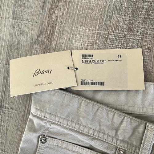 Brioni Men's Khaki Cotton Stretch Garment Dye Straight Trousers SN Meribel - 38 - Picture 6 of 11
