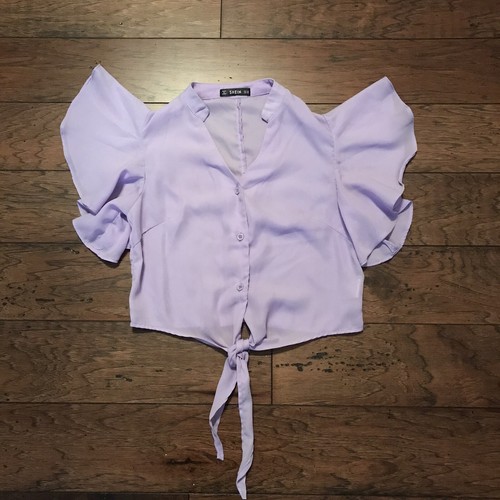 Shein Lavender front tie flutter sleeve XS