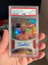 Kamaru Usman Auto Tie-Dye Prizm /25 - 2021 Panini Select UFC #SG-KUS - PSA 10