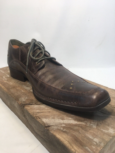 Soho Lab Men's Western Oxfords Sz 11 Brown Leather Studded Derby Dress Shoes - Picture 6 of 12