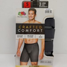 Fruit of the Loom 3 Pack Long Leg Boxer Briefs S 28-30 Gray Crafted Comfort