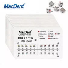 10 Packs MacDent Dental Orthodontic Brackets Braces Standard MBT .022 Hooks 345