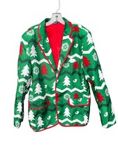 Ugly Christmas Blazer Tree Snowflake Bird Size Large Stain On Left Arm Novelty