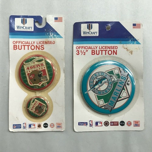 San Francisco 49ers Set of 2  & Florida Marlins, Pin Back Buttons. Souvenirs - Picture 1 of 3