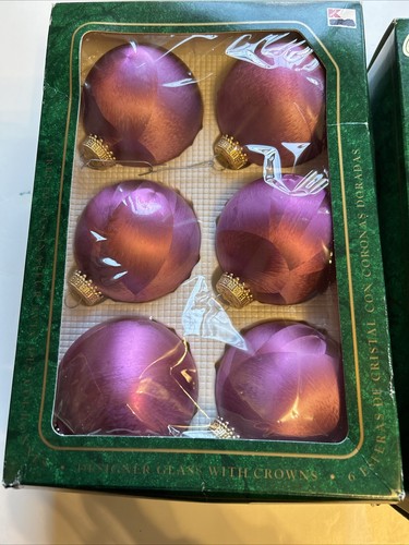 Weihnachten von KREBS 2 Schachteln 6 "Amethyst Juwel" lila Glaskugel Ornamente EUC - Bild 3 von 12