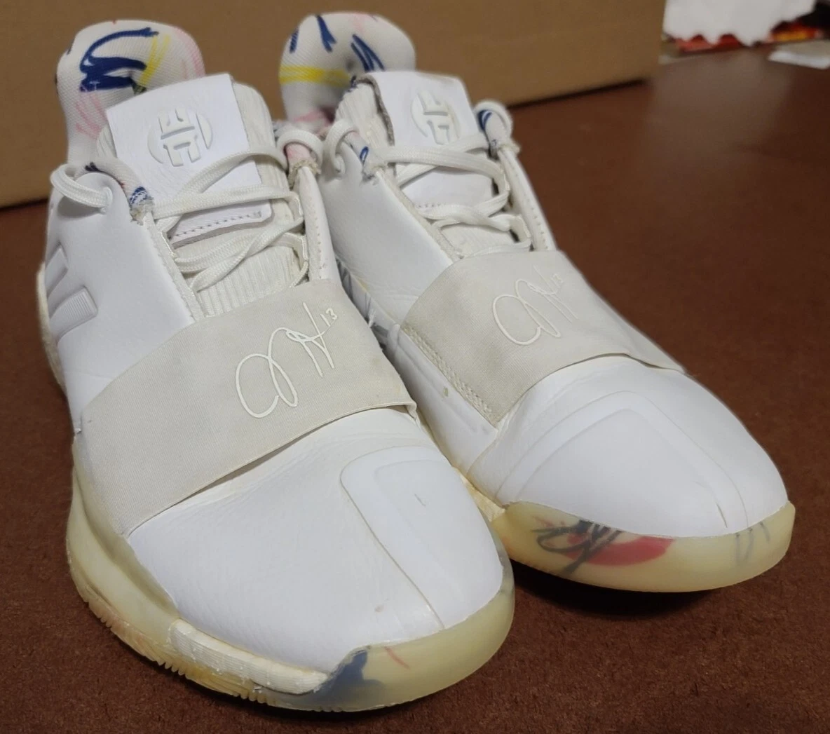 Adidas Harden Vol 3 Doodle Menu0026#039;s 7 Cloud White Boost Shoes G54022-Some  Wear | eBay