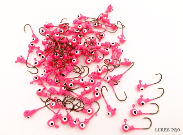 purple 38 and 12 oz pink green 18 Painted Lead jig heads with hooks 14 orange