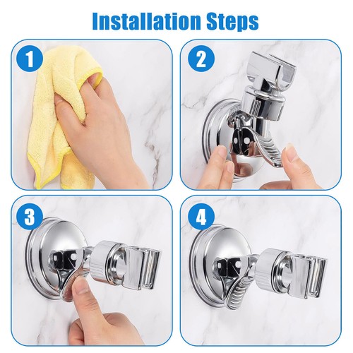 Adjustable Shower Head Holder Suction Cup Handheld Wall Mount Bathroom Bracket - Picture 5 of 10