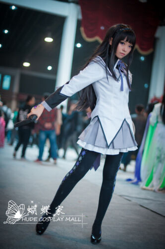 Puella Magi Madoka Magica Homura Akemi Cosplay Costume Fighting Uniform - Picture 1 of 6