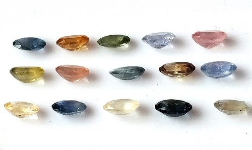 Multi Color Ceylon Sapphire 6X4 mm Oval Faceted Natural Unheated Stone 15 Piece - Picture 3 of 5