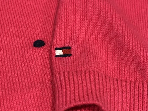 Tommy Hilfiger Damen Gr. XXS Hot Pink/Marineblau Punkte V-Ausschnitt Pullover Sweater  - Bild 11 von 12