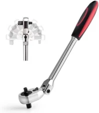 "3/8"" and 1/4'' Drive Flex Head Ratchet, 72 Tooth Swivel Head Ratchet, Quick-Re