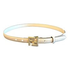 Fendi FF Studded Skinny Ivory Latte Belt Size 85 NWT