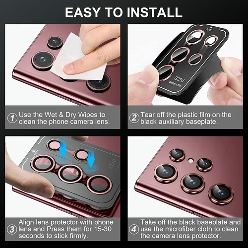 For Samsung Galaxy S22 Ultra 9H Tempered Glass Metal Camera Lens Protector Cover - Picture 15 of 29