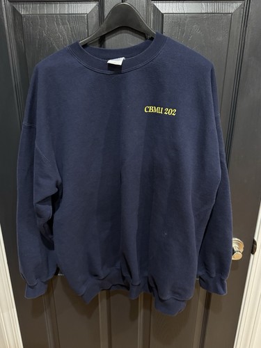 U.S. Navy Construction Battalion Maintenance Unit 202 XL Sweatshirt Blue CBMU - Picture 3 of 5