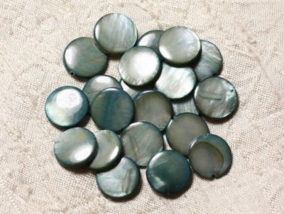 10pc Perles Nacre blanche Palets 14-15mm 4558550017475