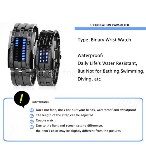 Orologio da polso uomo digitale binario LED orologio da polso cinturino acciaio inox orologi CN - Foto 4 di 15