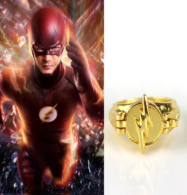 DC The Flash Reverse Flash Rings Gold Plated Cosplay Props Men Women