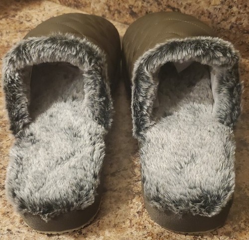 Malibu Colony Mule Kunstfell Hausschuhe olivgrün & grau Herren Größe 11/12 neu ohne Etikett - Bild 6 von 18
