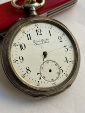 VINTAGE ANTIQUE BEAUTIFUL POCKET WATCH SILVER 0.800 Edouard Quartier SWISS PARTS