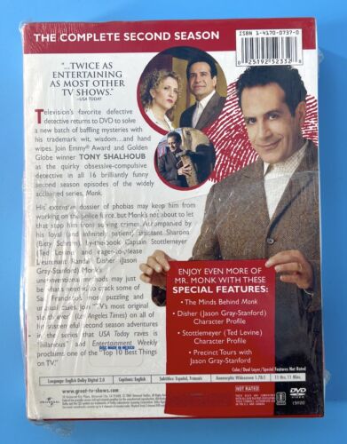 Monk Season Two 2 on 4 Disc DVD Set 2005 - Picture 2 of 3