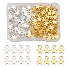 160pcs Tibetan Alloy Star Charms Smooth Mini Metal Pendants DIY Earring 10x8mm