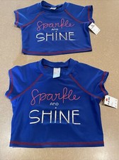2 Size Small 6/6X UPF50 Cat  Jack Girls Rash Guard Swim Shirt Sun Beach Kids