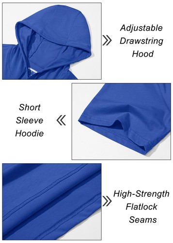 Mens Short Sleeve Hoodie Cotton Shirts Lightweight Sweatshirt Athletic Pullover - Picture 108 of 134