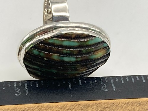 Sterling Silver Southwestern Lg Stone Carved Ring Signed NF Size 9.5 - Picture 4 of 9