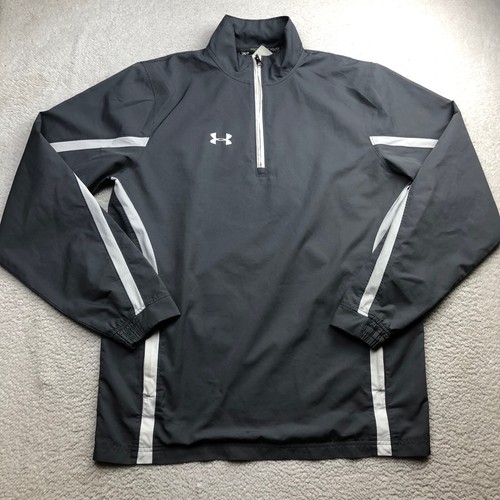 Under Armour Windbreaker Jacket Mens Small Gray 1/4 Zip Soft-shell Track *